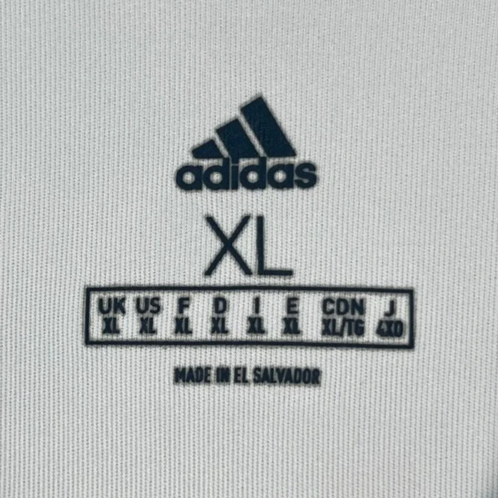 Adidas Polo Shirt Men XL White Short Sleeve‎ Golf Performance 3 Stripe LOGO